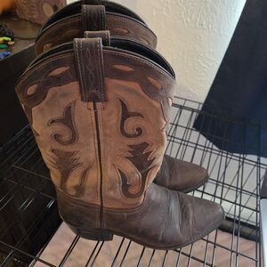 Sage by Abilene Inlay Leather Cowboy Boots Style 4540 M Size 9 brown dark brown